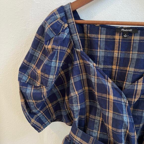 Madewell Navy and Brown Plaid Blouse - Picture 5 of 16